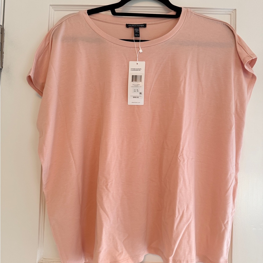 Eileen Fisher Soft Pink Short Sleeve Top